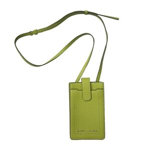 Marc Jacobs Lime Green Pebbled Leather Phone Holder Groove Crossbody